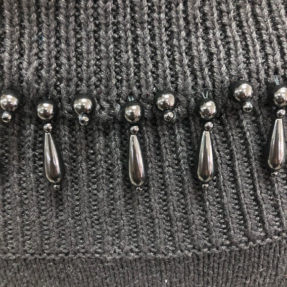 Work in Progress Sweater Women’s M Ramie Cotton Black Embellished Cowl Neck - Picture 3 of 4